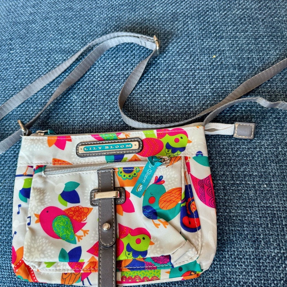 Lily Bloom Multicolor Bird Print Crossbody Bag